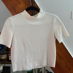 Zara White Cropped Turtle Neck